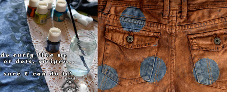 DIY free tutorial how to paint your jeans textile painting 