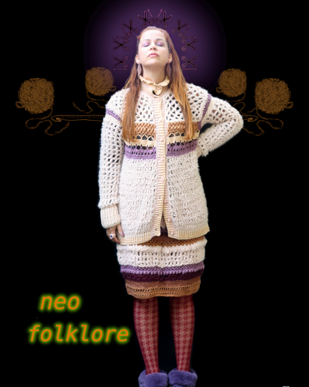 Two piece Large cardigan with skirt handmade in crochet