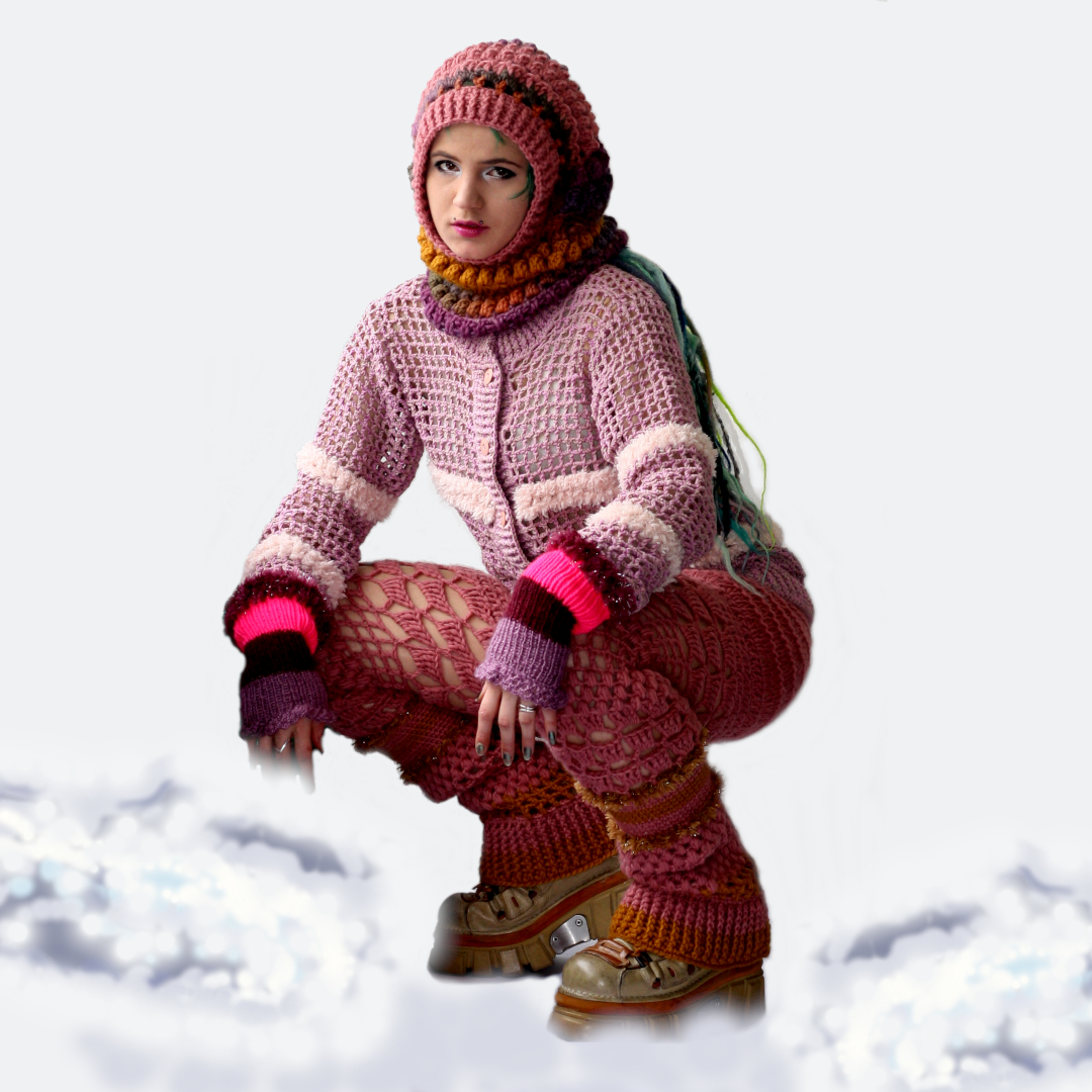 Wollen broek gehaakt roze
